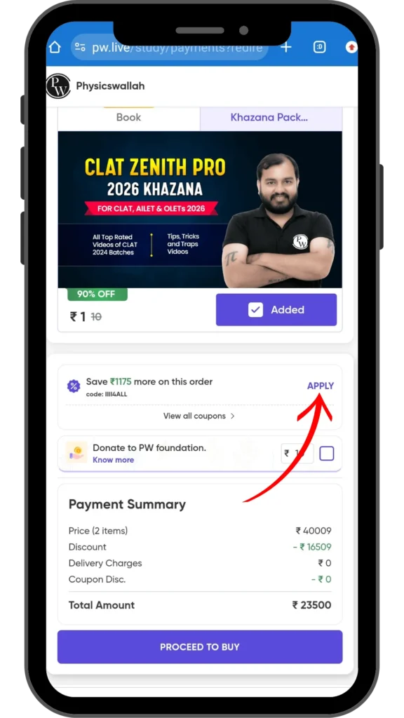 PW CLAT Coupon Code