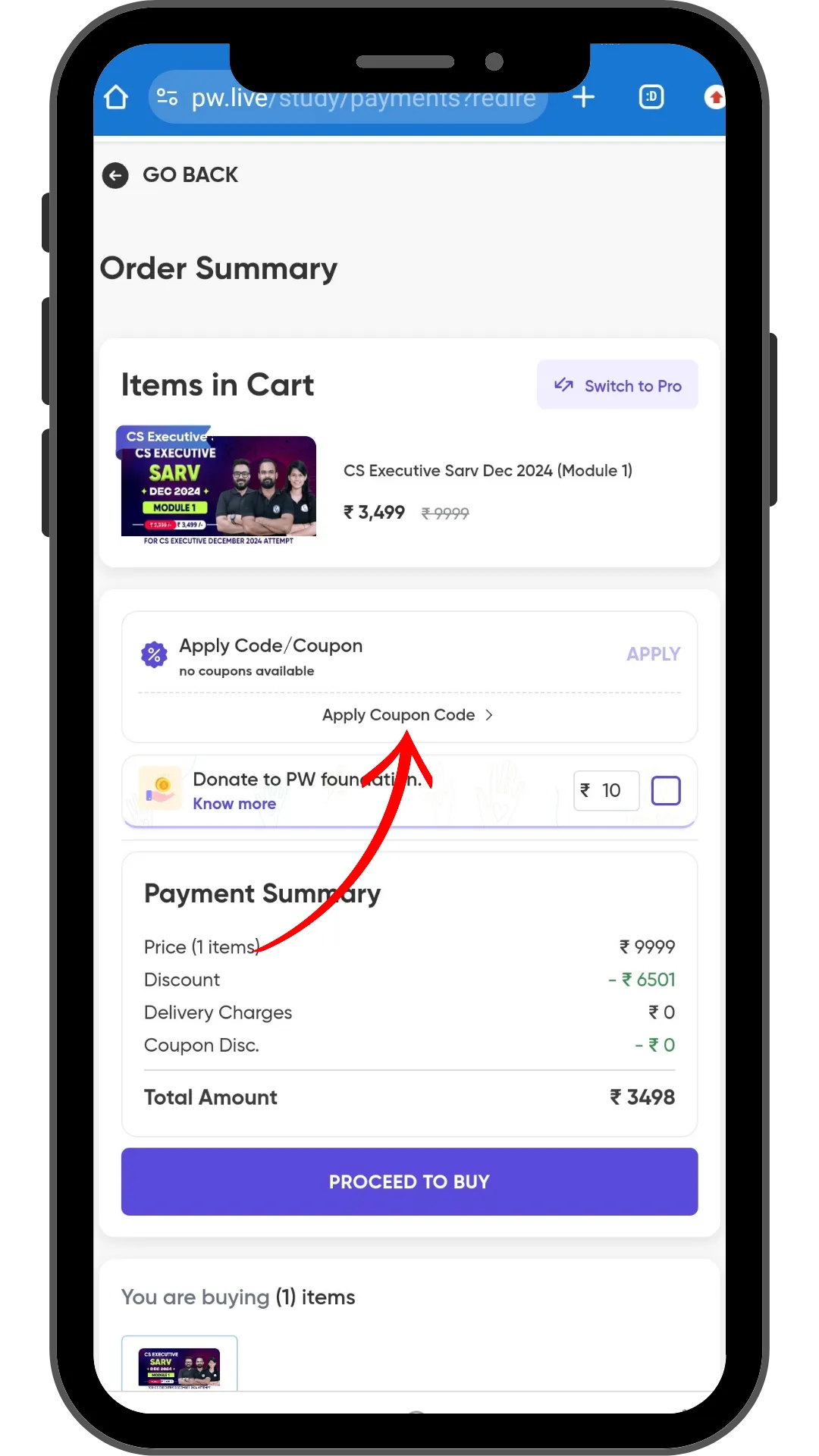 how to apply pw cs coupon code