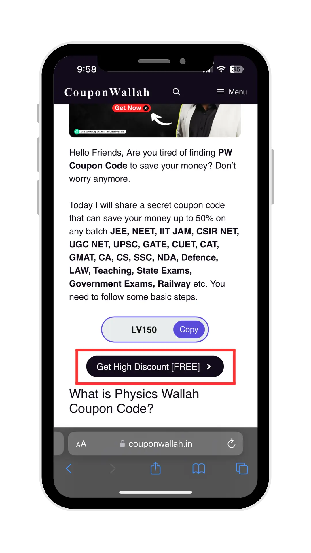 how to find pw coupon code